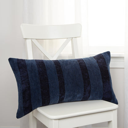 Solid Indigo Lumbar Pillow With Insert Throw Pillows LOOMLAN By LOOMLAN