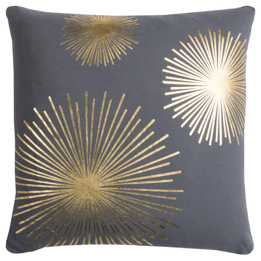 Star Burst Gray & Gold Throw Pillow With Down Insert Throw Pillows LOOMLAN By LOOMLAN