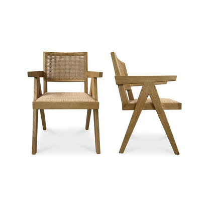 Takashi Solid Elm With Rattan Seat Dining Chair (Set Of 2)