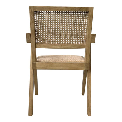 Takashi Solid Elm With Rattan Seat Dining Chair (Set Of 2)