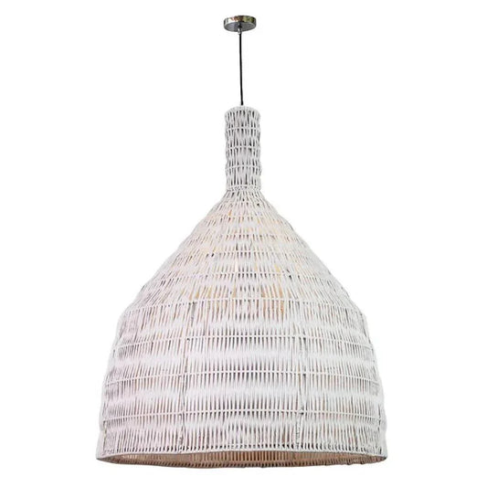 Teshi Rattan Hanging Lamp - White Table Lamps LOOMLAN By Artesia