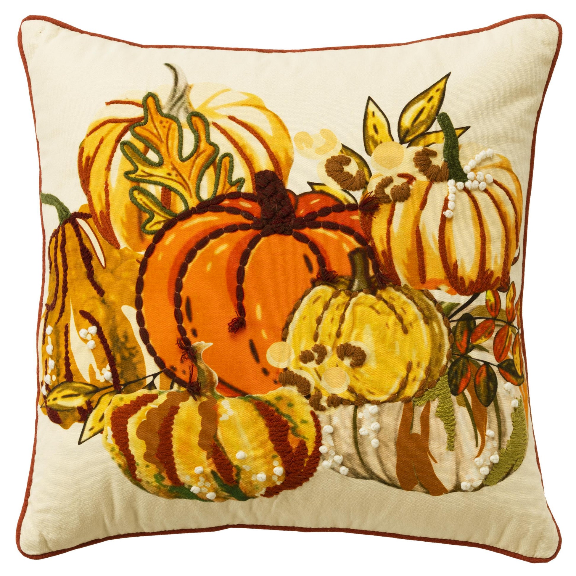 Thanksgiving Welted Pumpkin Throw Pillow Remy Throw Pillows LOOMLAN By LOOMLAN