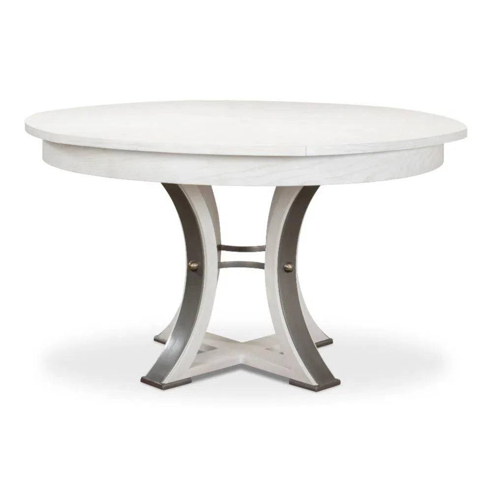 Tower Jupe Extendable Round Dining Table Working White Dining Tables LOOMLAN By Sarreid