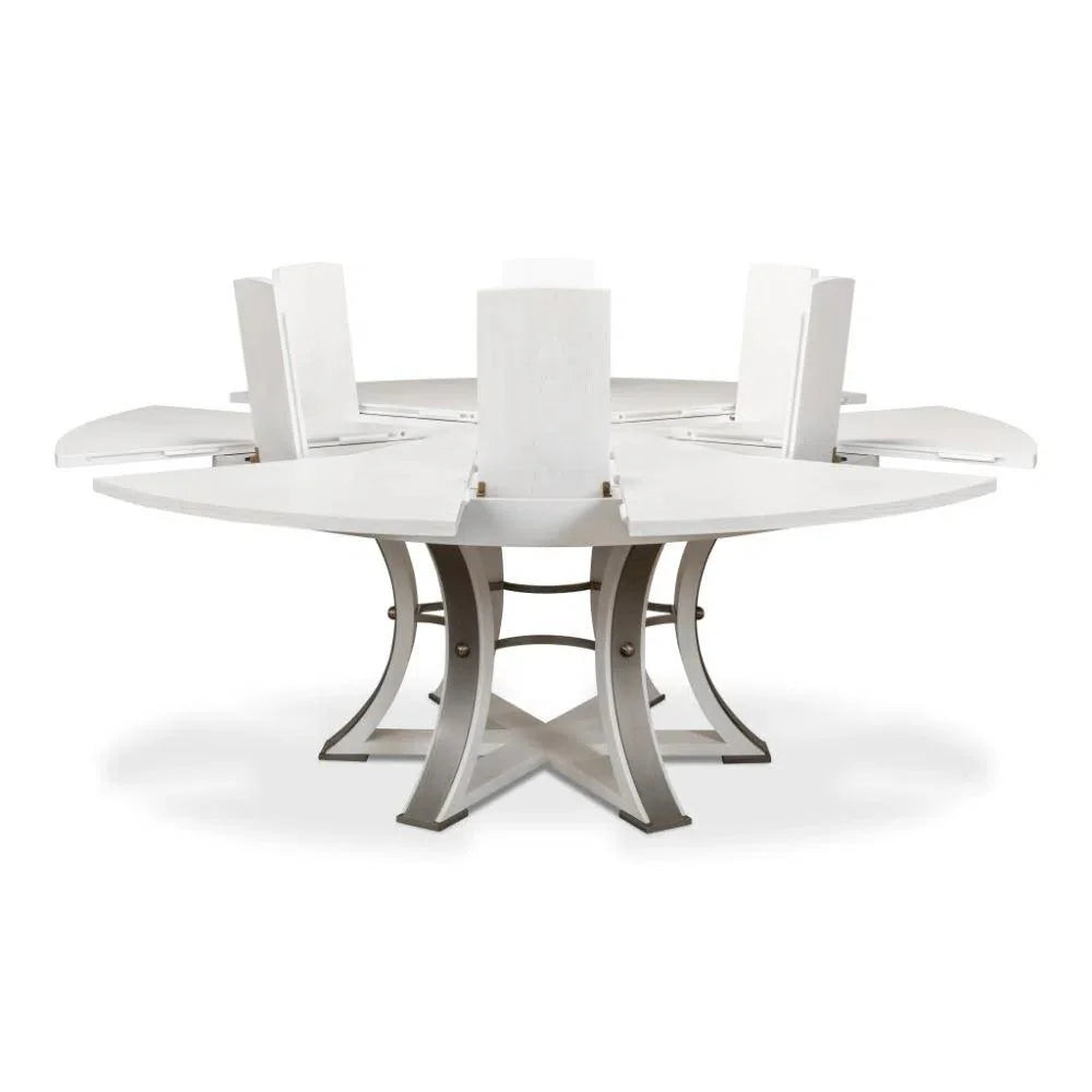 Tower Jupe Extendable Round Dining Table Working White Dining Tables LOOMLAN By Sarreid