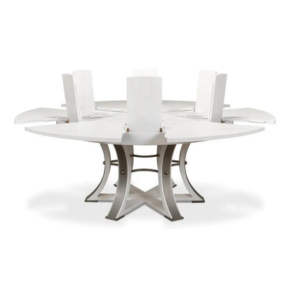 Tower Jupe Extendable Round Dining Table Working White Dining Tables LOOMLAN By Sarreid