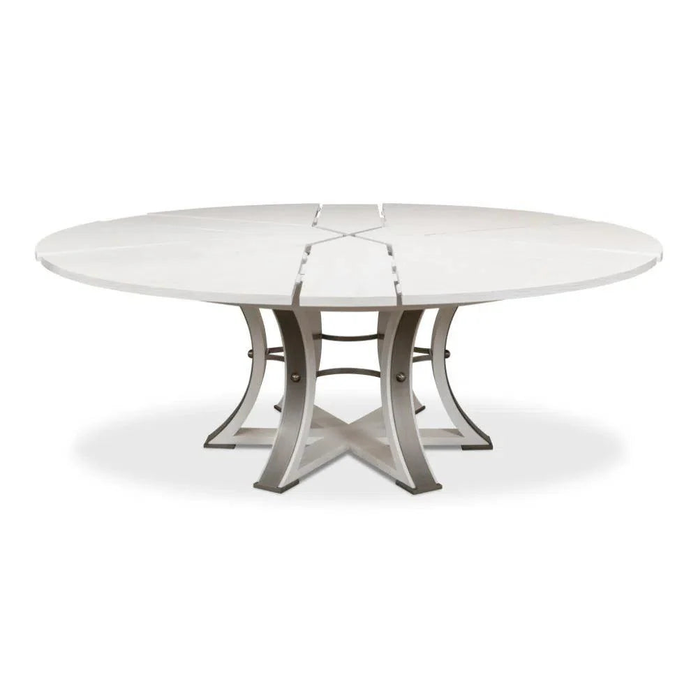 Tower Jupe Extendable Round Dining Table Working White Dining Tables LOOMLAN By Sarreid