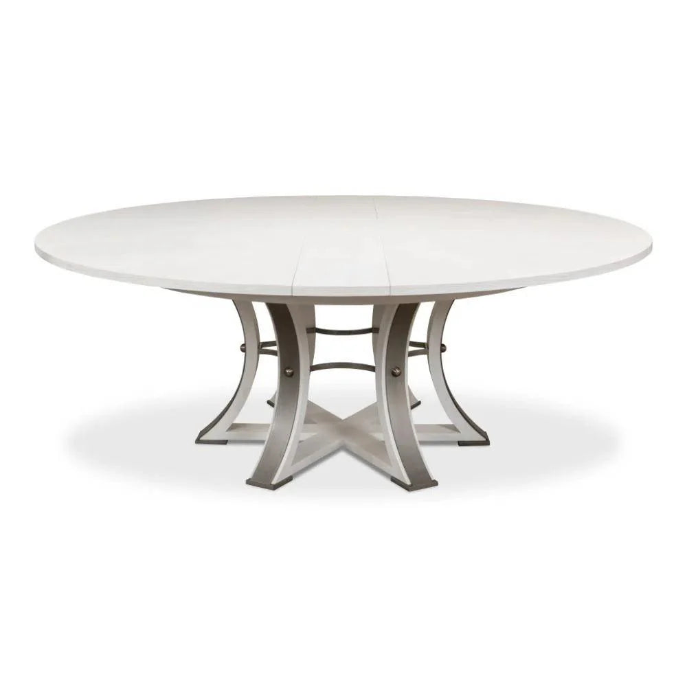 Tower Jupe Extendable Round Dining Table Working White Dining Tables LOOMLAN By Sarreid