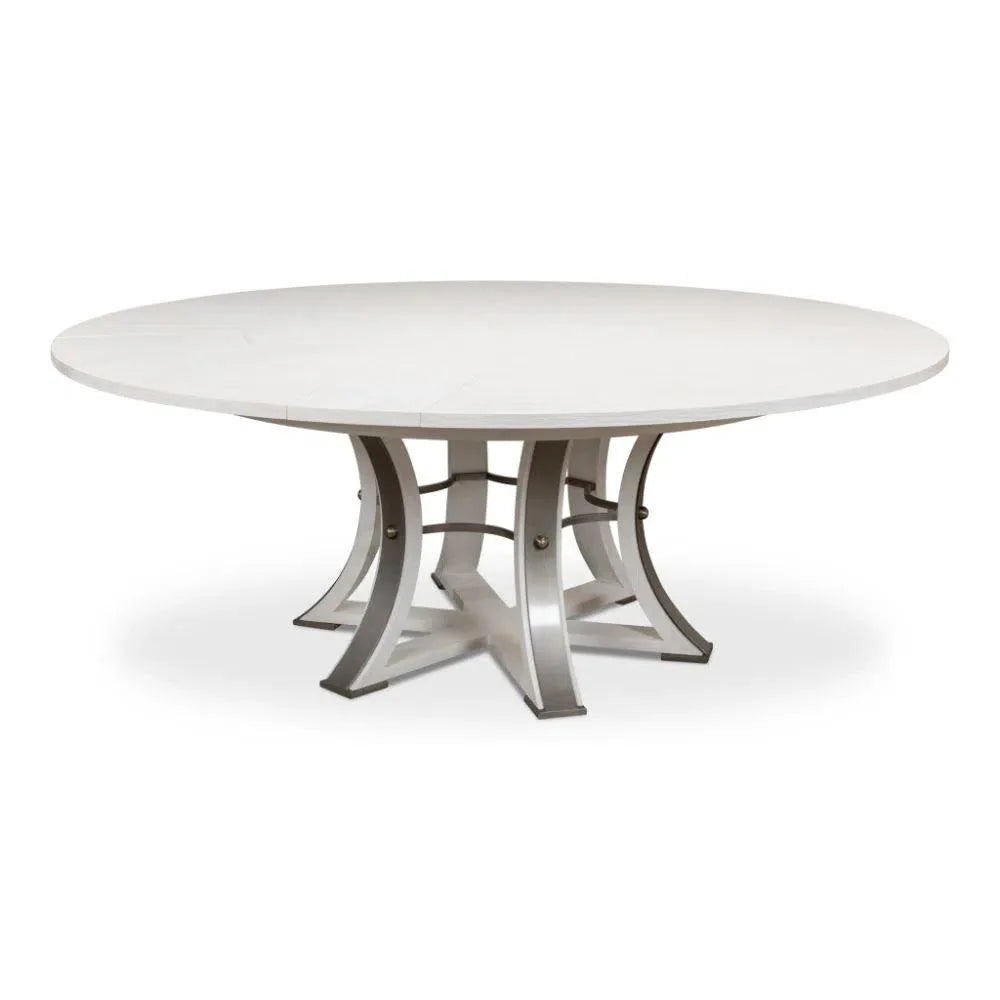 Tower Jupe Extendable Round Dining Table Working White Dining Tables LOOMLAN By Sarreid