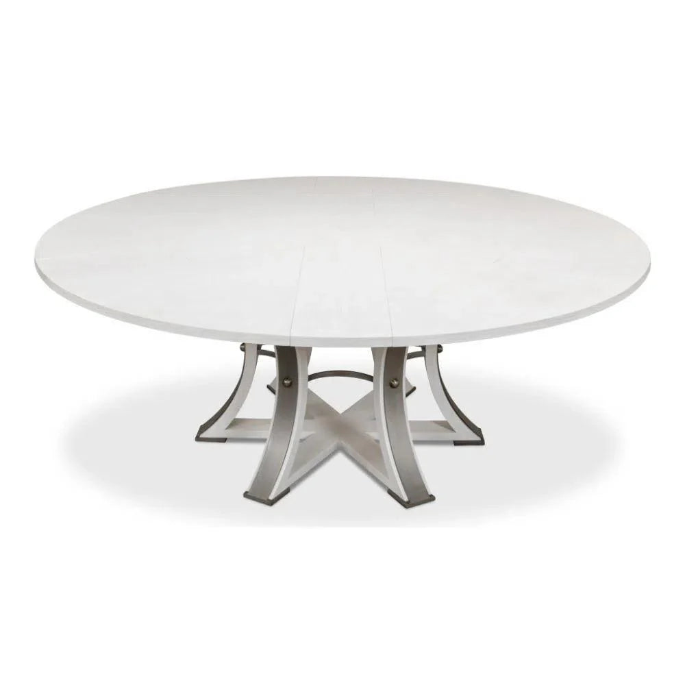 Tower Jupe Extendable Round Dining Table Working White Dining Tables LOOMLAN By Sarreid