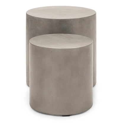 Una Concrete Round Garden Stools (Set of 2)