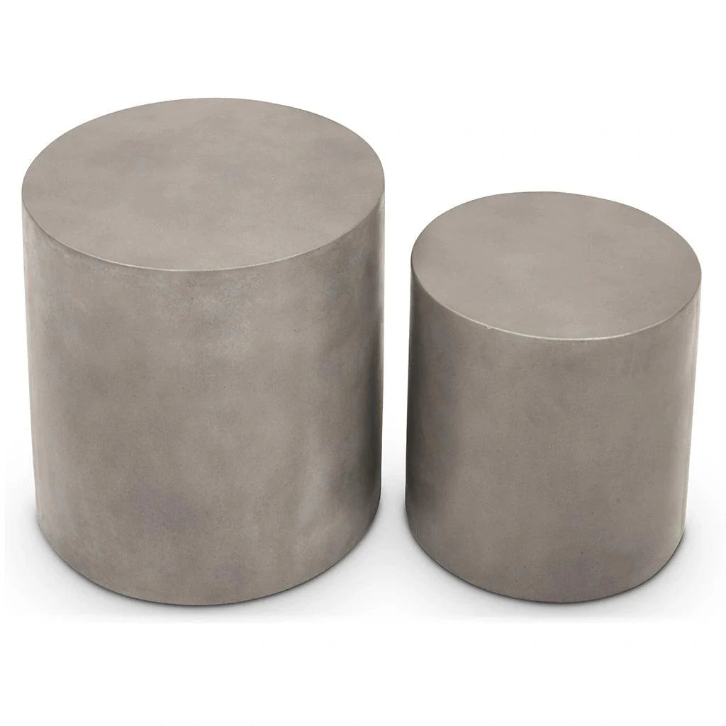 Una Concrete Round Garden Stools (Set of 2)