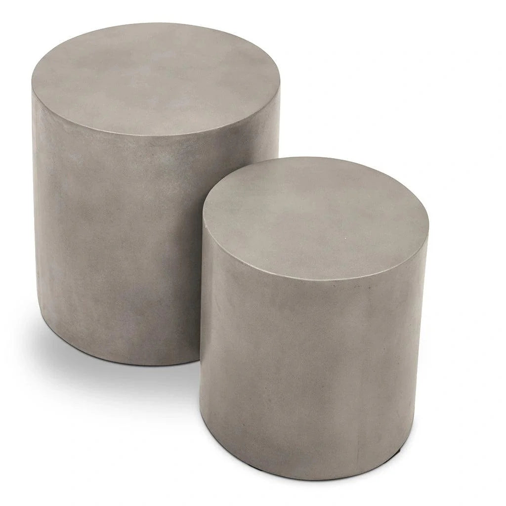 Una Concrete Round Garden Stools (Set of 2)