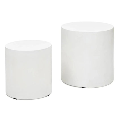 Una Concrete Round Garden Stools (Set of 2)