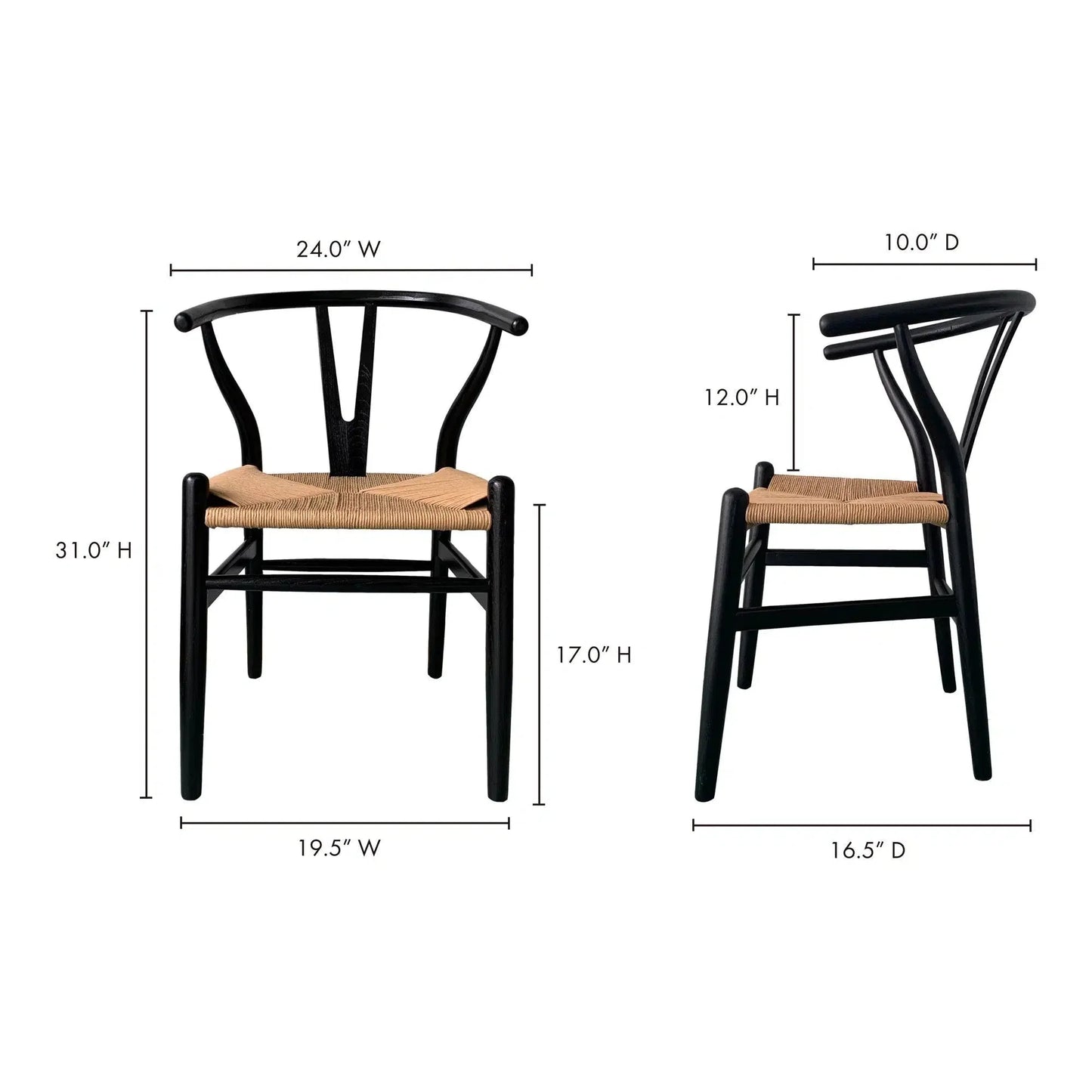 Dining Chair Black (Set Of 2) Black Scandinavian