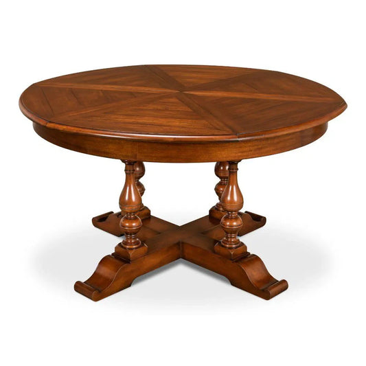 Walnut Jupe Extendable Round Dining Table Walnut Finish Dining Tables LOOMLAN By Sarreid