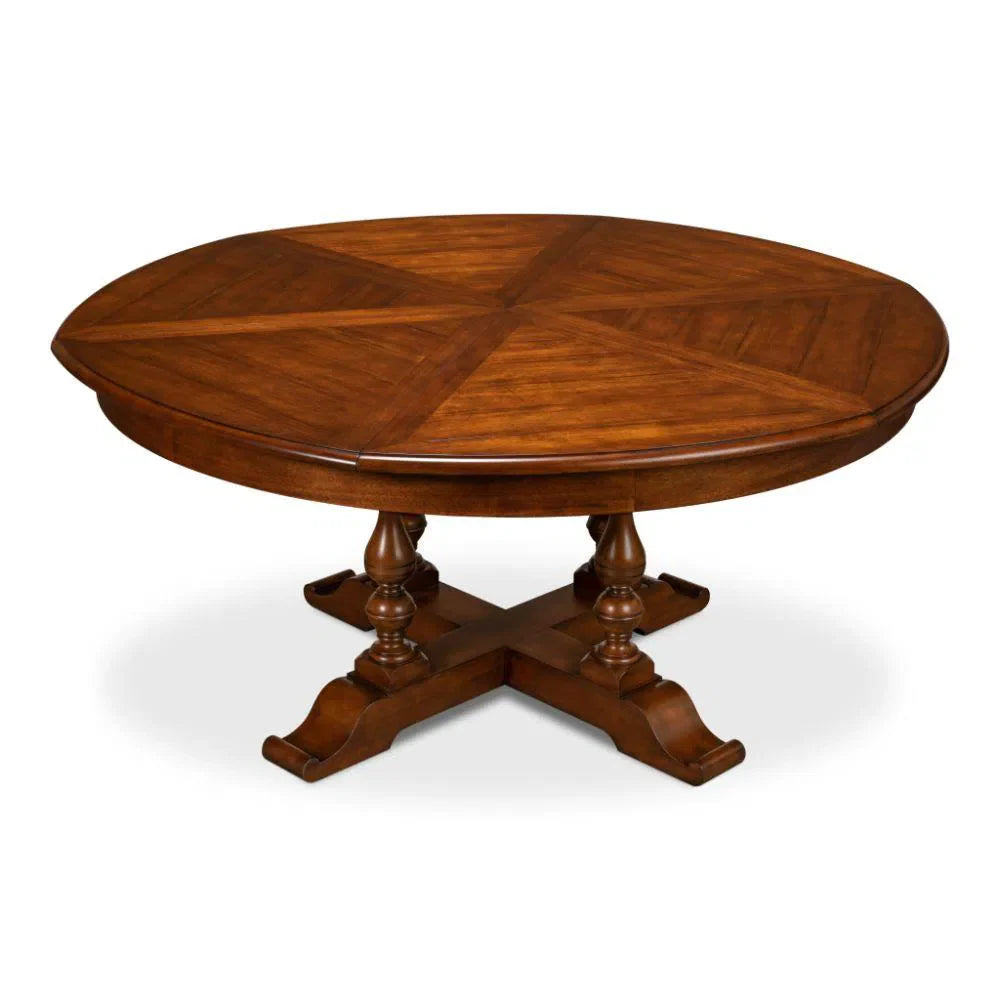 Walnut Jupe Extendable Round Dining Table Walnut Finish Dining Tables LOOMLAN By Sarreid