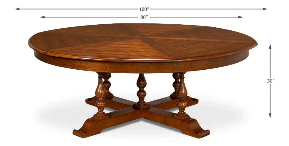 Walnut Jupe Extendable Round Dining Table Walnut Finish Dining Tables LOOMLAN By Sarreid