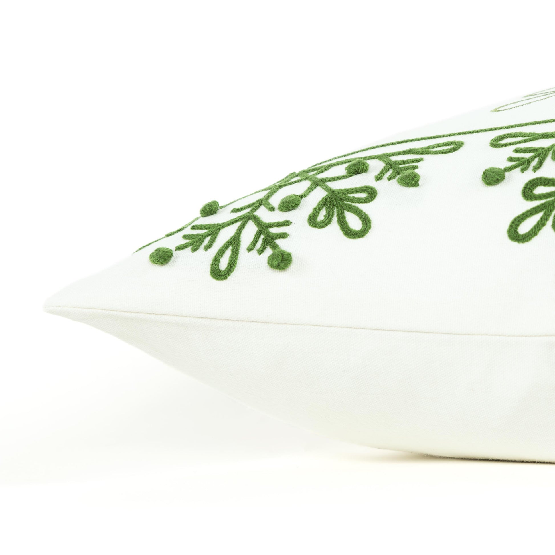 White Christmas Snowflakes Green Pillow With Down Insert Throw Pillows LOOMLAN By LOOMLAN