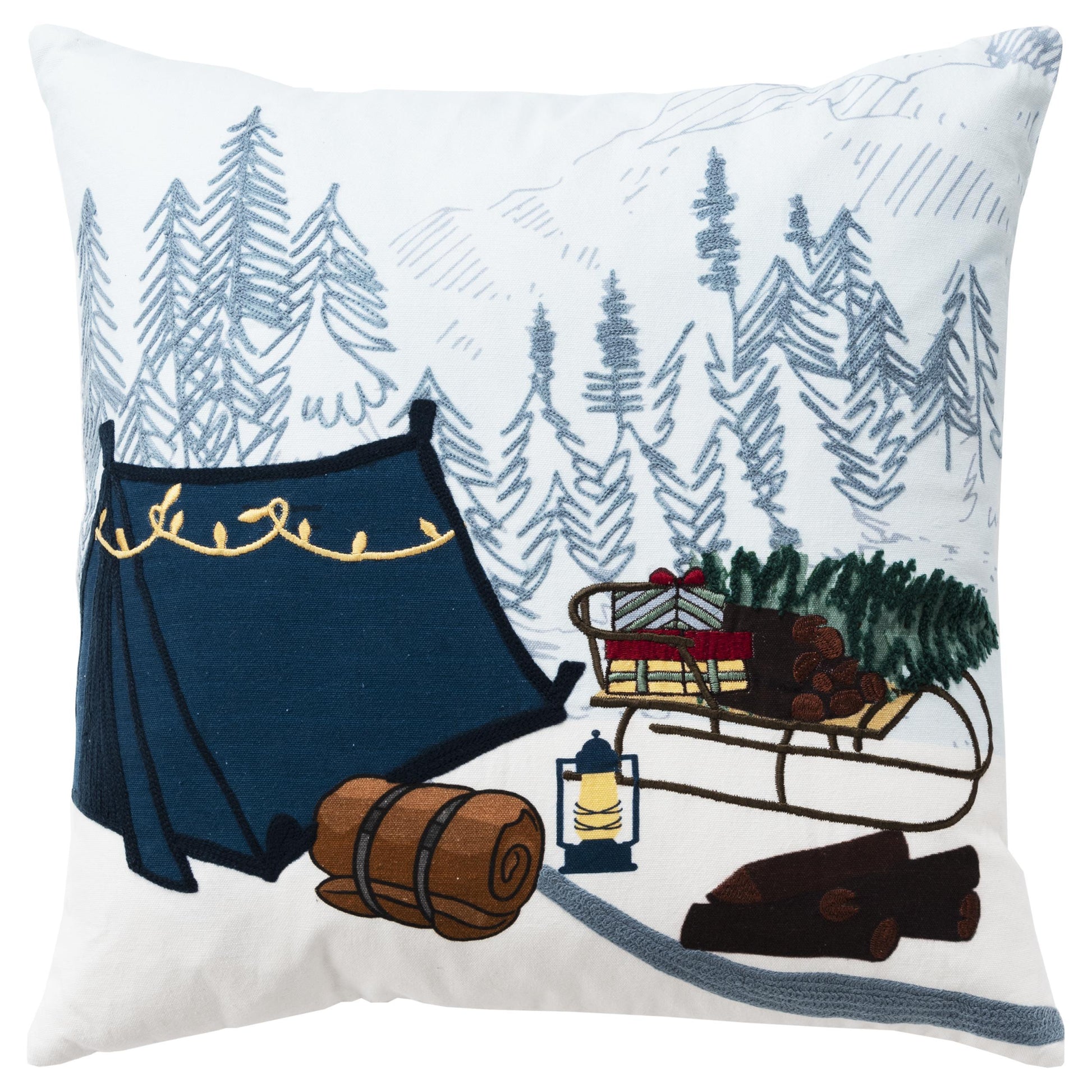 White Christmas Throw Pillow Campsite White & Blue Zuri Throw Pillows LOOMLAN By LOOMLAN