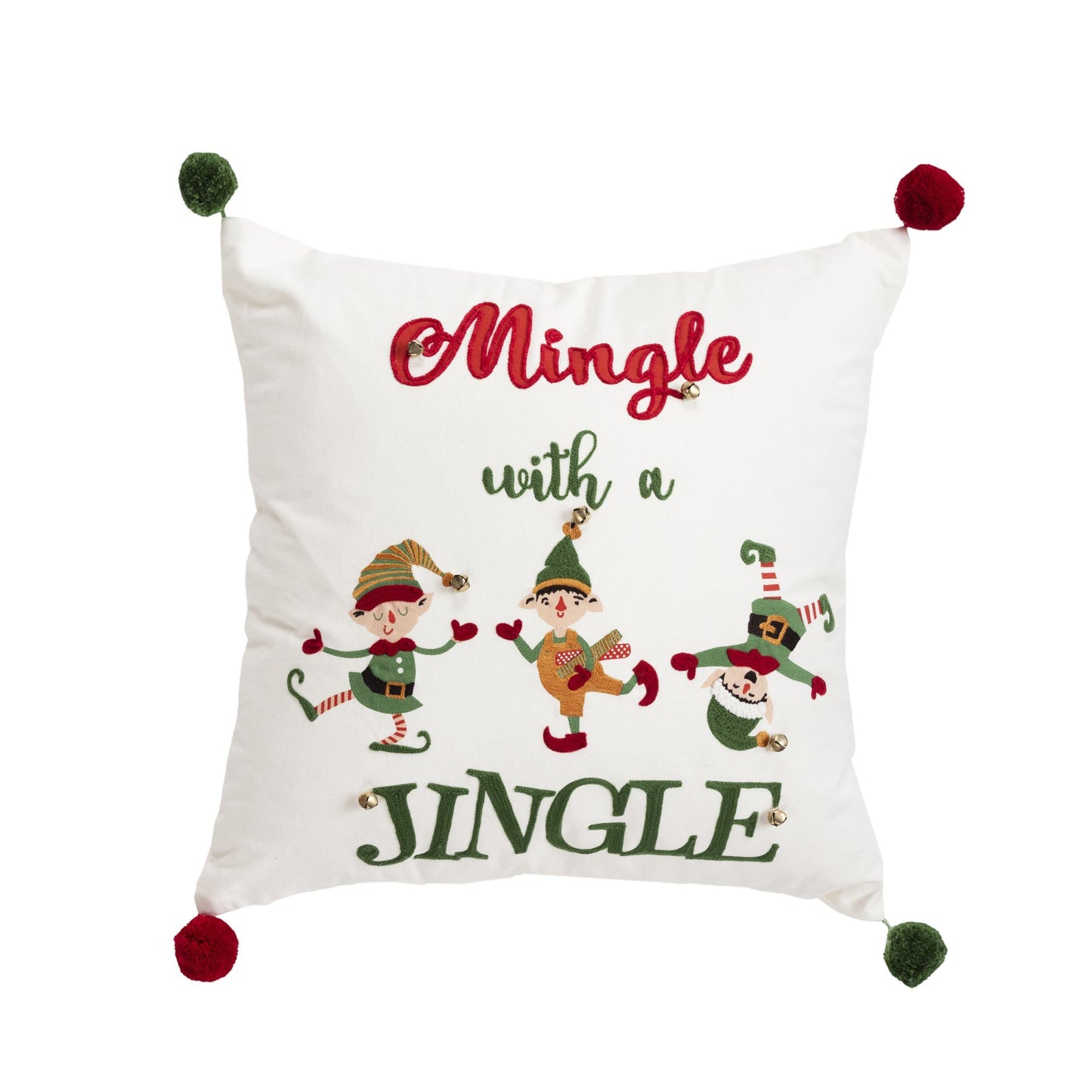 White Christmas Throw Pillow With Down Insert Elves Throw Pillows LOOMLAN By LOOMLAN