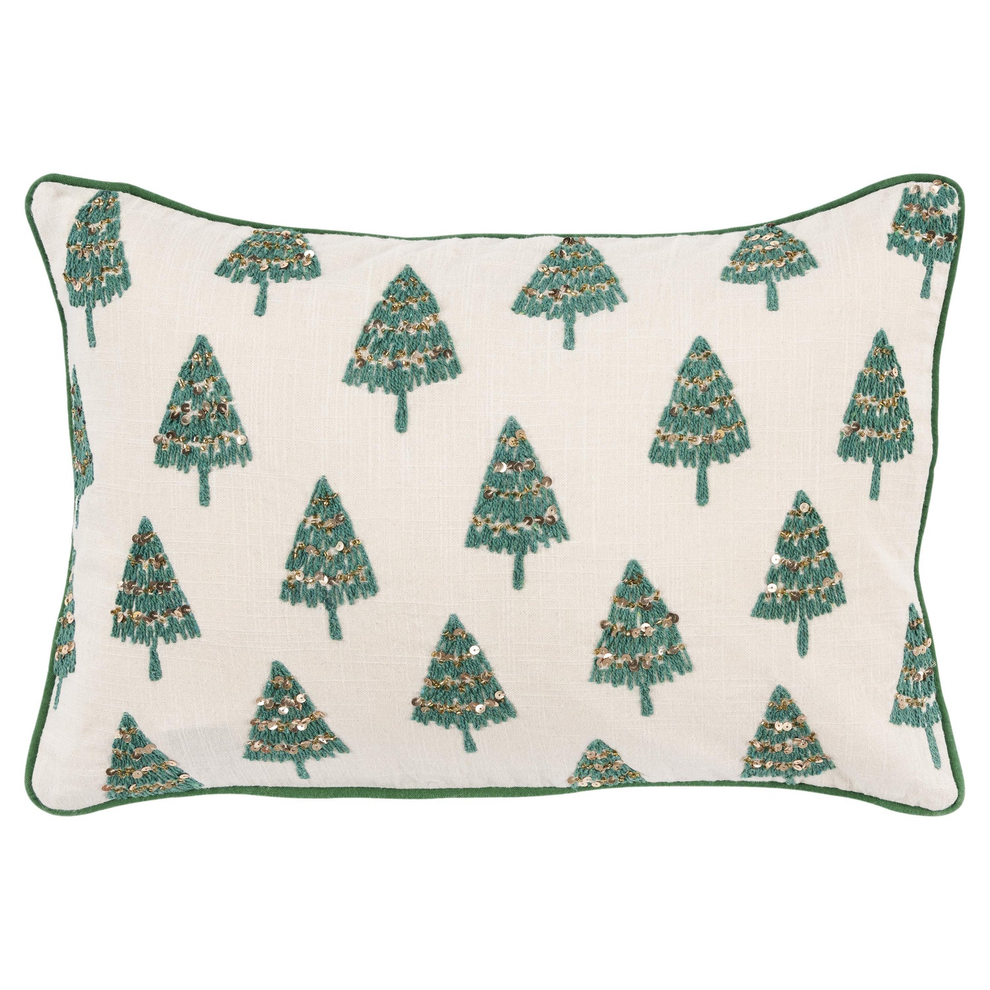 White Christmas Trees Green Lumbar Pillow With Insert Throw Pillows LOOMLAN By LOOMLAN