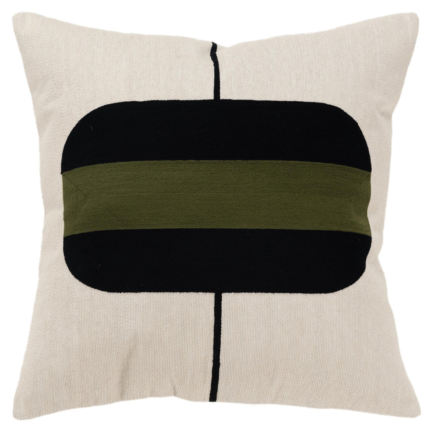 Woven Color Block Natural Throw Pillow With Down Insert Throw Pillows LOOMLAN By LOOMLAN