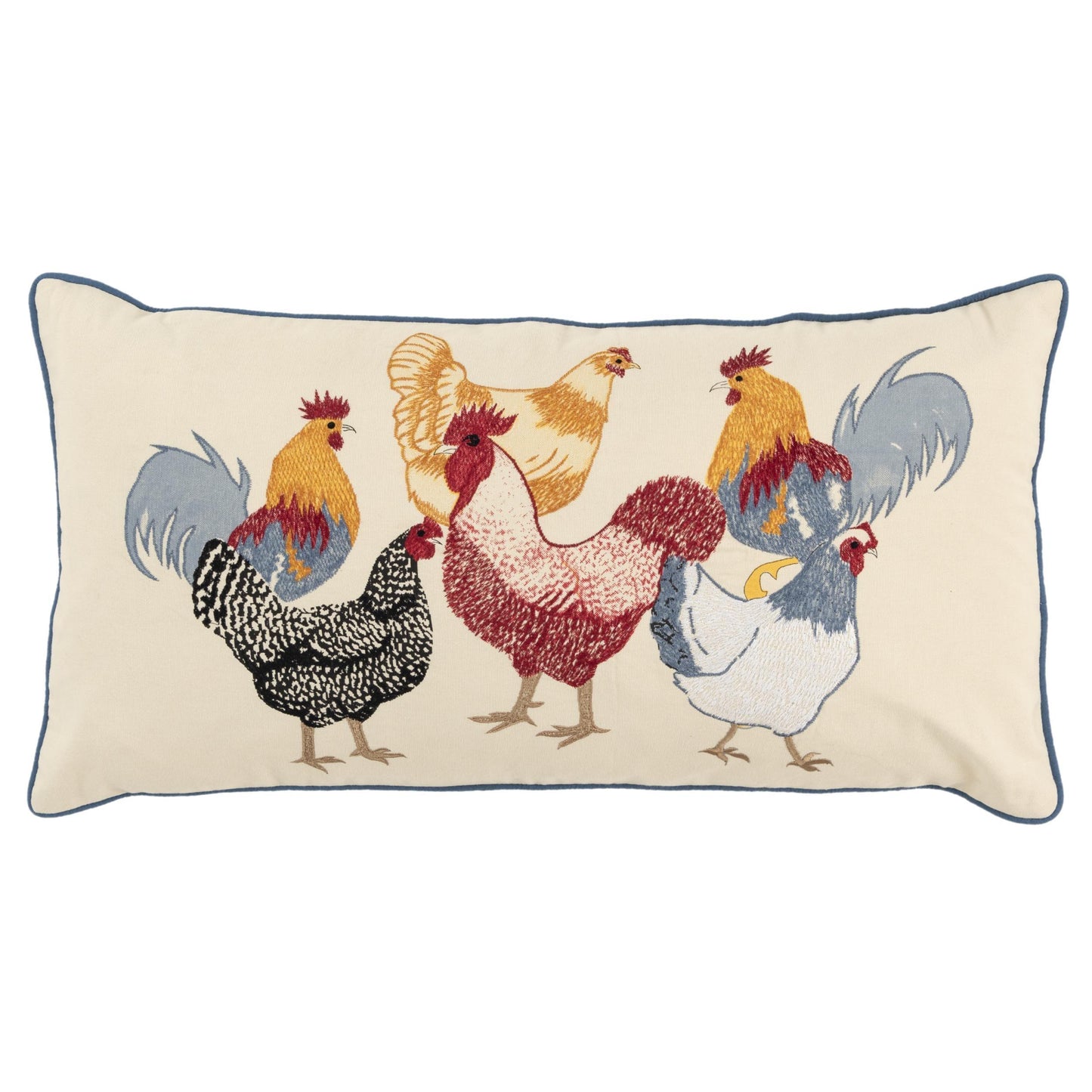 Yara Roosters Lumbar Pillow Cover With Insert Roosters Throw Pillows LOOMLAN By LOOMLAN