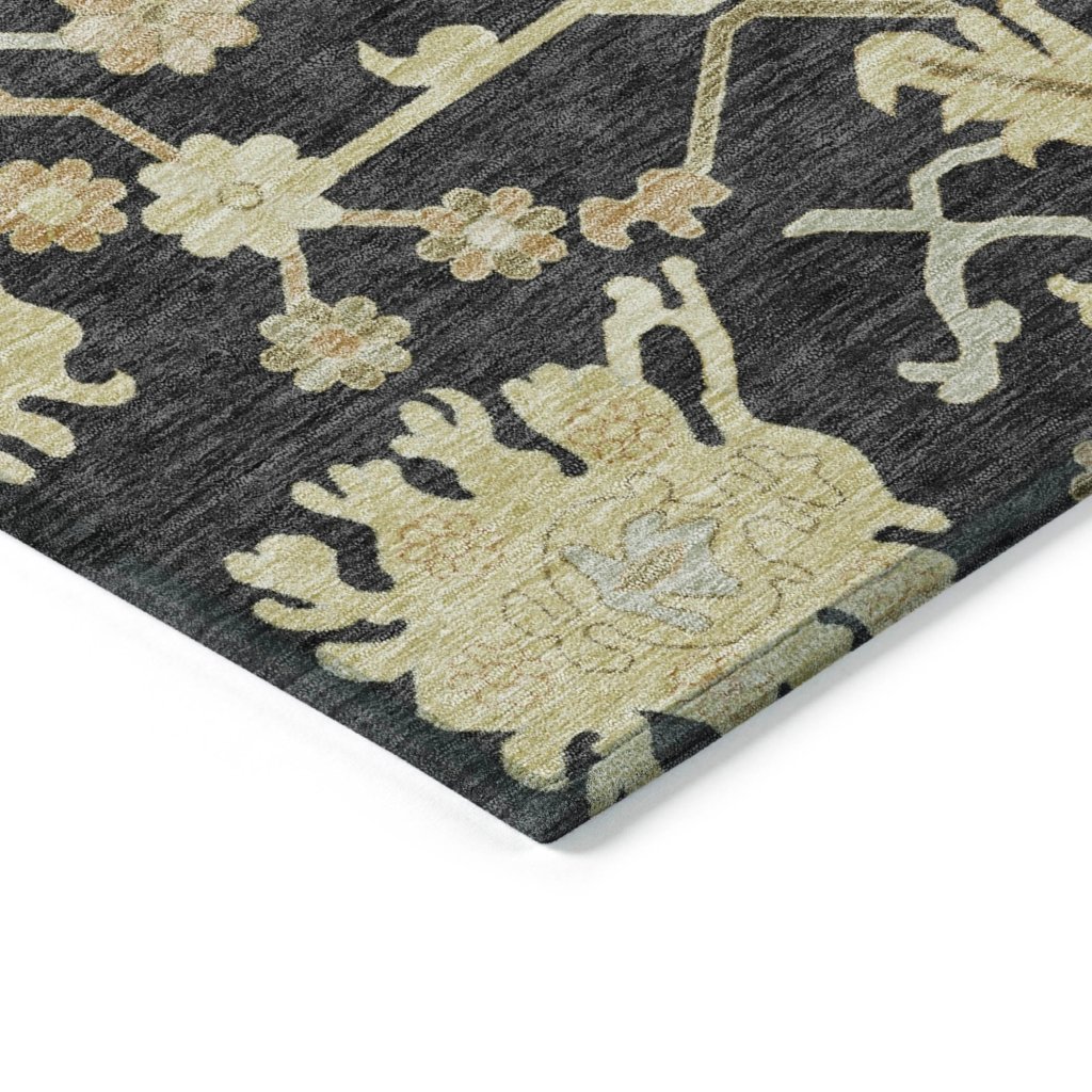 LOOMLAN Rugs Louis Black Washable Indoor-Outdoor Rug