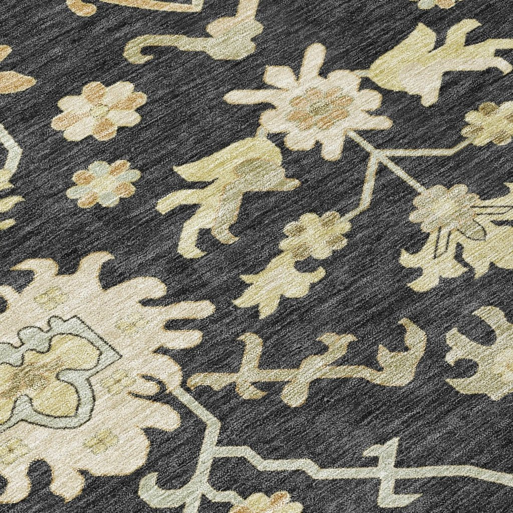 LOOMLAN Rugs Louis Black Washable Indoor-Outdoor Rug