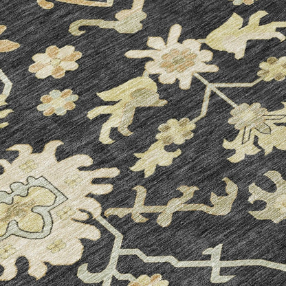 LOOMLAN Rugs Louis Black Washable Indoor-Outdoor Rug