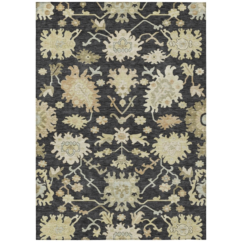 LOOMLAN Rugs Louis Black Washable Indoor-Outdoor Rug