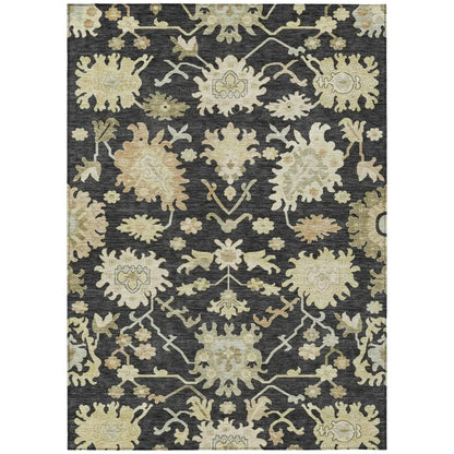 LOOMLAN Rugs Louis Black Washable Indoor-Outdoor Rug