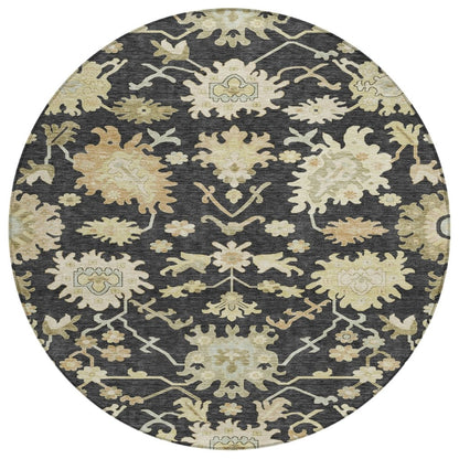 LOOMLAN Rugs Louis Black Washable Indoor-Outdoor Rug