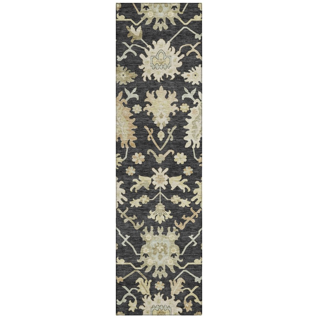 LOOMLAN Rugs Louis Black Washable Indoor-Outdoor Rug