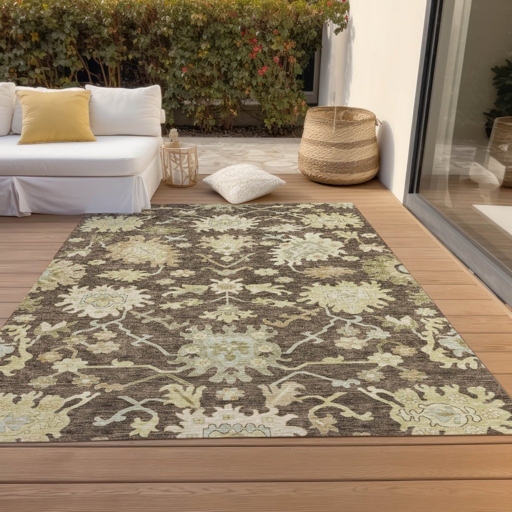 Louis Brown Washable Indoor - Outdoor Rug - LOOMLAN - LOOMLAN Rugs - Outdoor Rugs