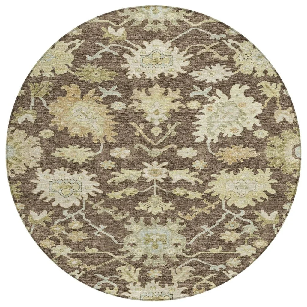 Louis Brown Washable Indoor-Outdoor Rug