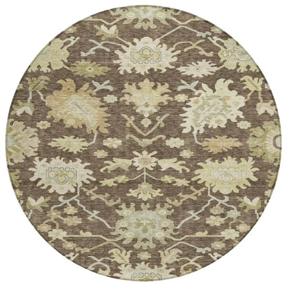 Louis Brown Washable Indoor-Outdoor Rug