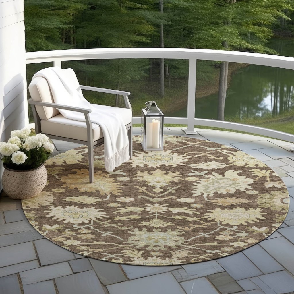 Louis Brown Washable Indoor - Outdoor Rug - LOOMLAN - LOOMLAN Rugs - Outdoor Rugs