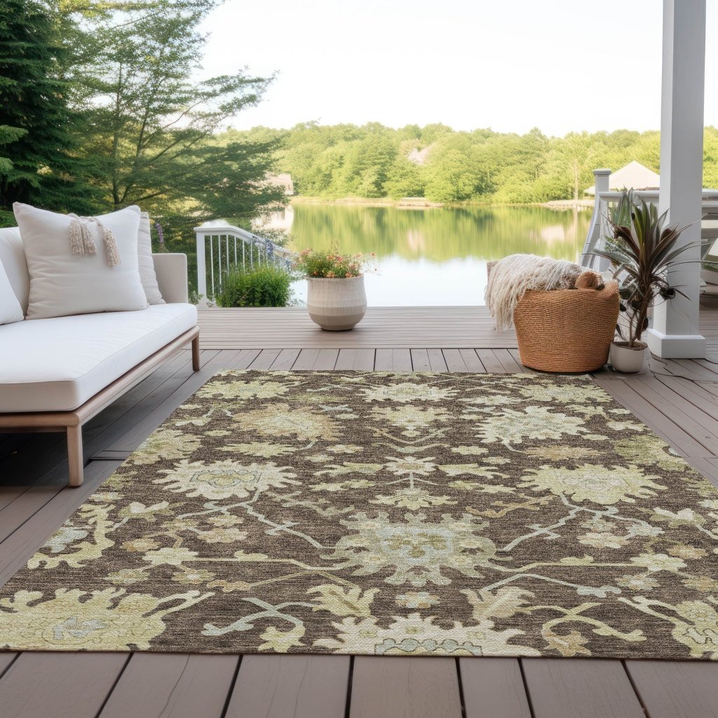 Louis Brown Washable Indoor - Outdoor Rug - LOOMLAN - LOOMLAN Rugs - Outdoor Rugs