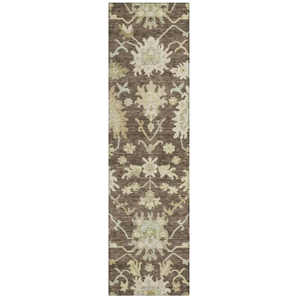 Louis Brown Washable Indoor-Outdoor Rug
