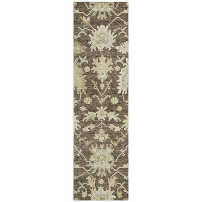 Louis Brown Washable Indoor-Outdoor Rug