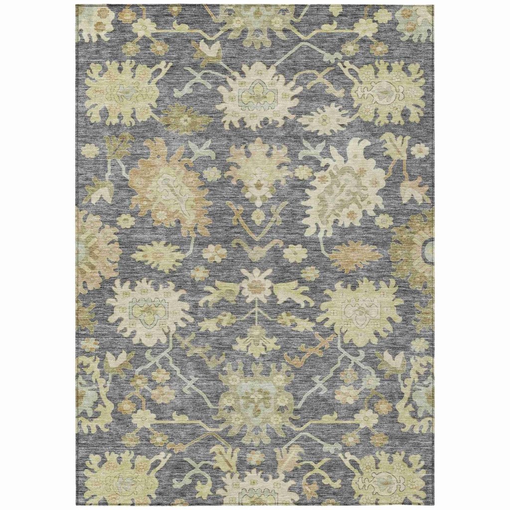 LOOMLAN Rugs Louis Gray Washable Indoor-Outdoor Rug