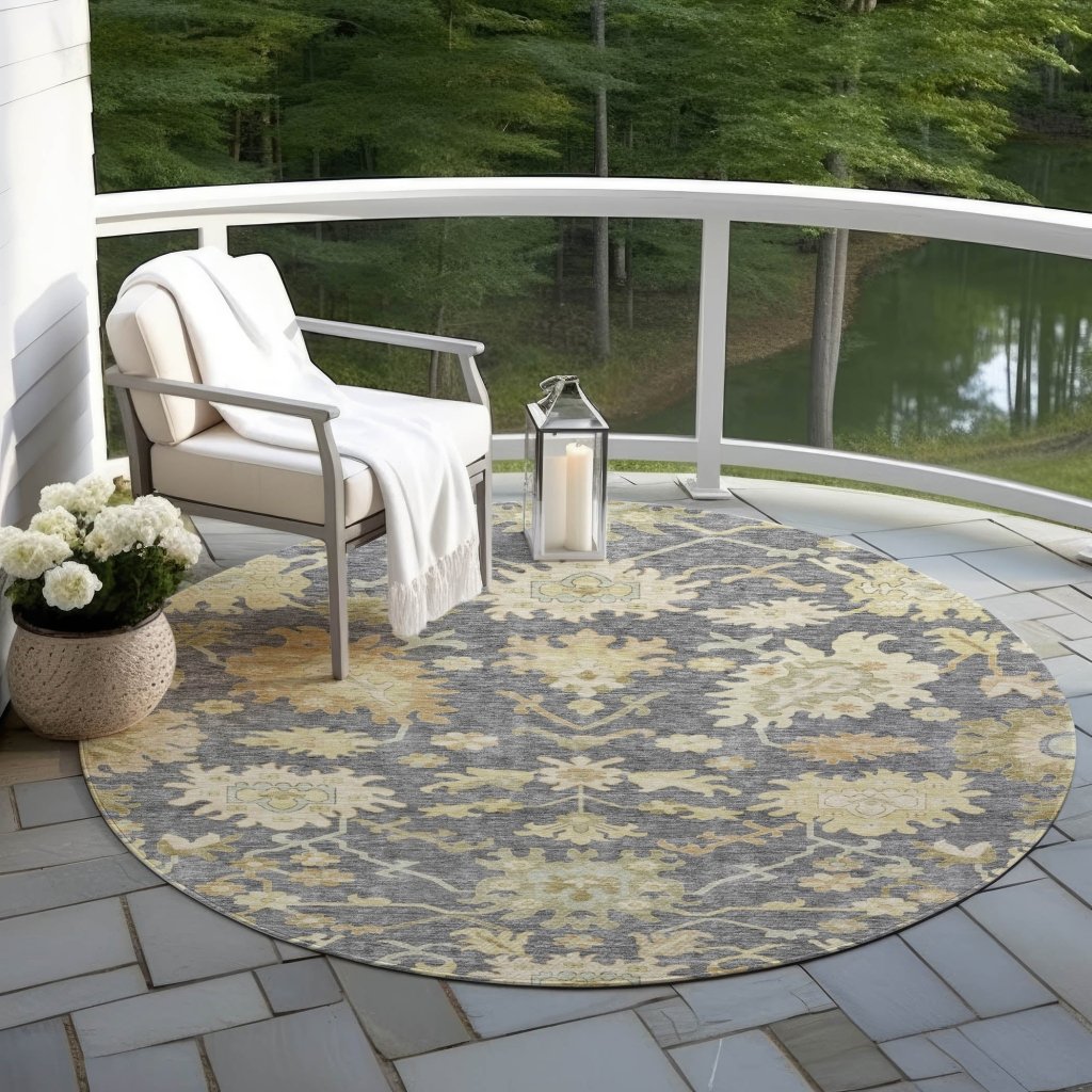 LOOMLAN Rugs Louis Gray Washable Indoor-Outdoor Rug