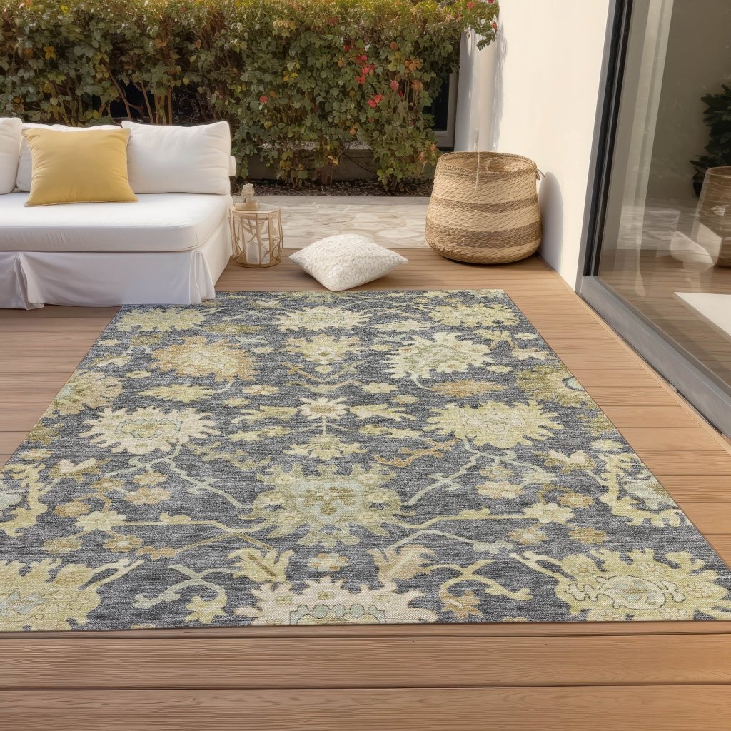 LOOMLAN Rugs Louis Gray Washable Indoor-Outdoor Rug