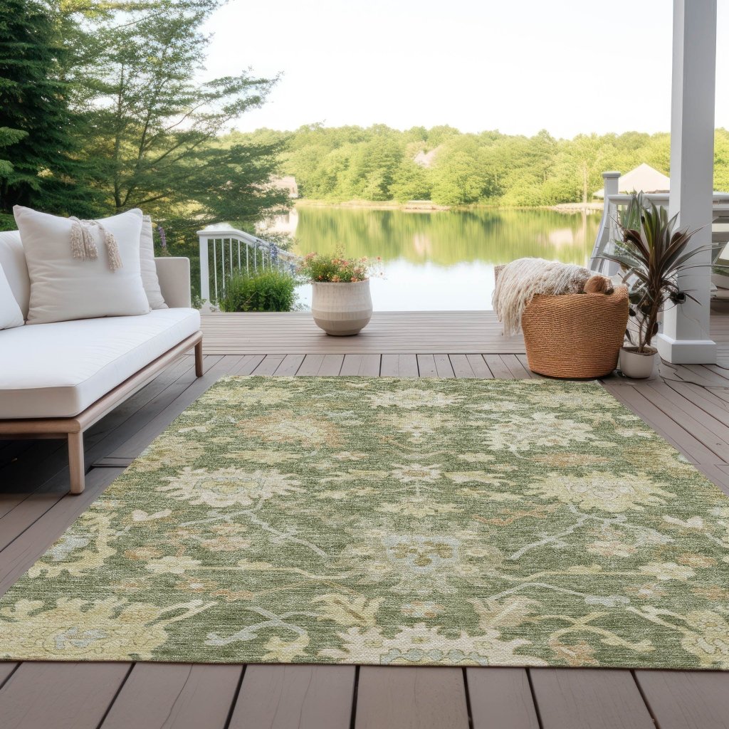 LOOMLAN Rugs Louis Green Washable Indoor-Outdoor Rug