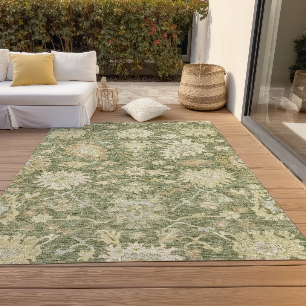LOOMLAN Rugs Louis Green Washable Indoor-Outdoor Rug