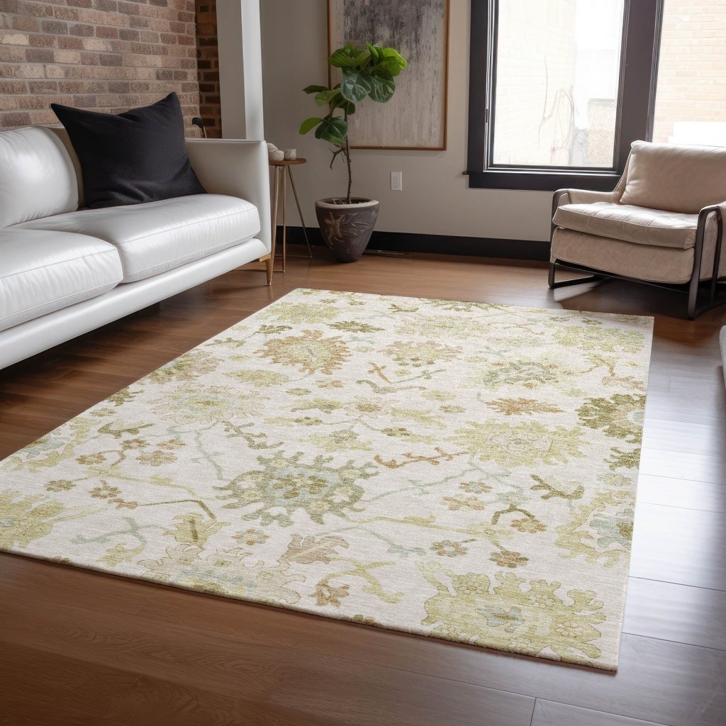 LOOMLAN Rugs Louis Ivory Washable Indoor-Outdoor Rug