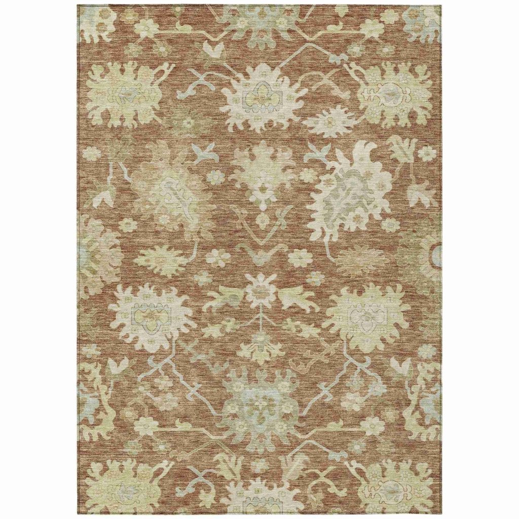 LOOMLAN Rugs Louis Orange Washable Indoor-Outdoor Rug