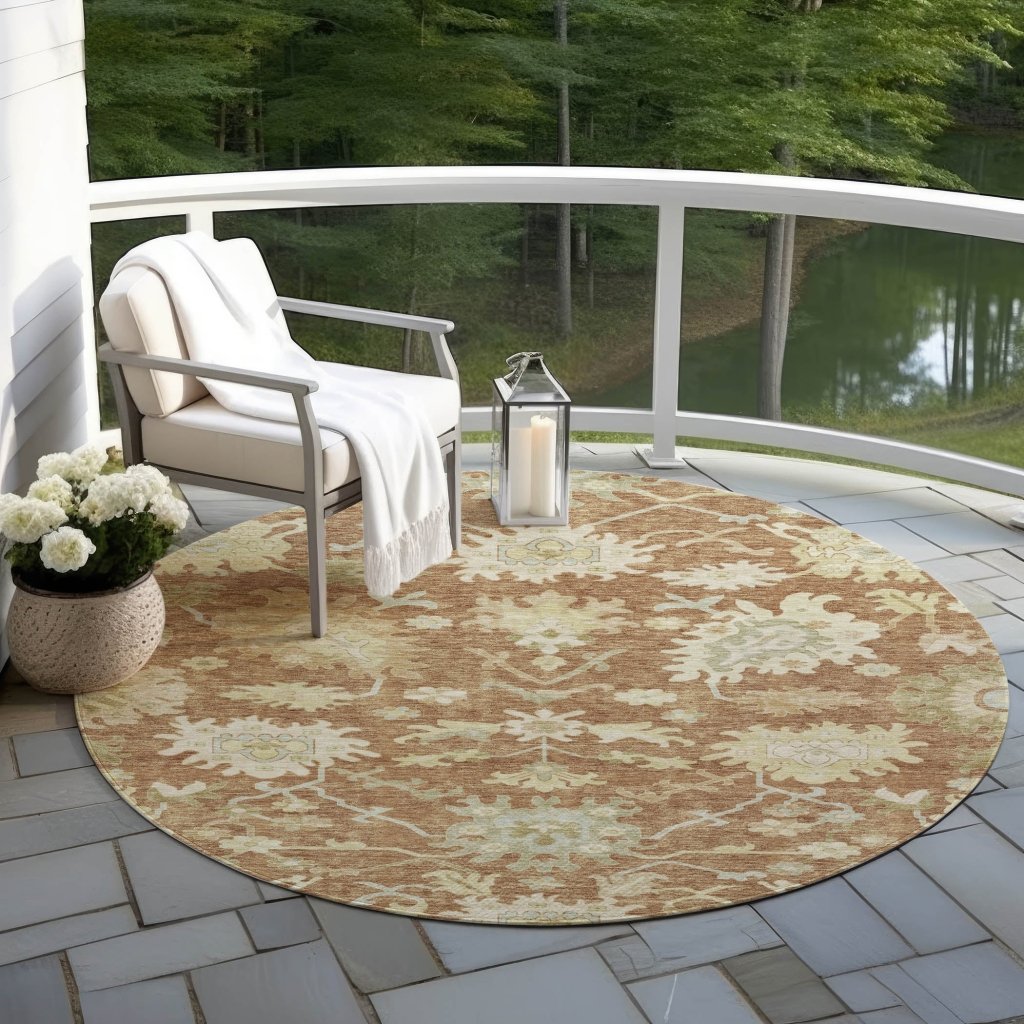 LOOMLAN Rugs Louis Orange Washable Indoor-Outdoor Rug