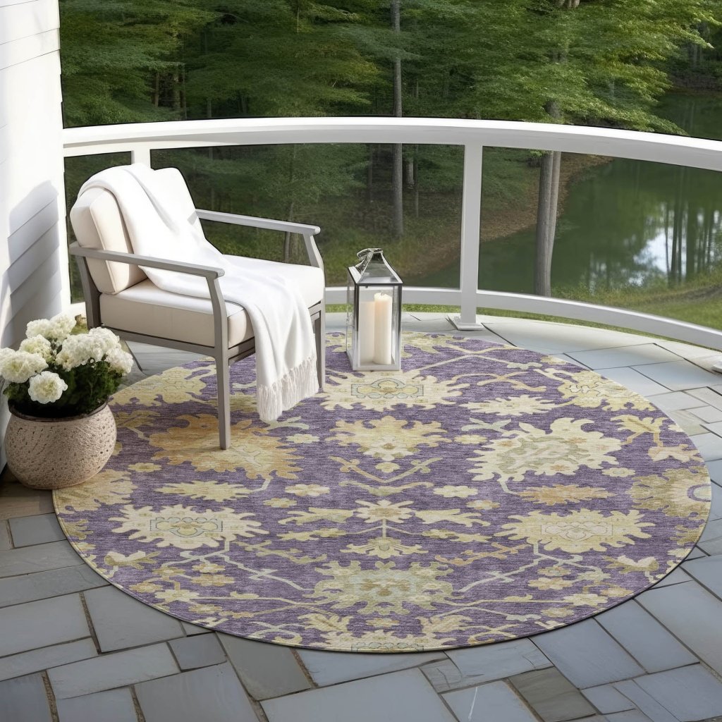 LOOMLAN Rugs Louis Purple Washable Indoor-Outdoor Rug